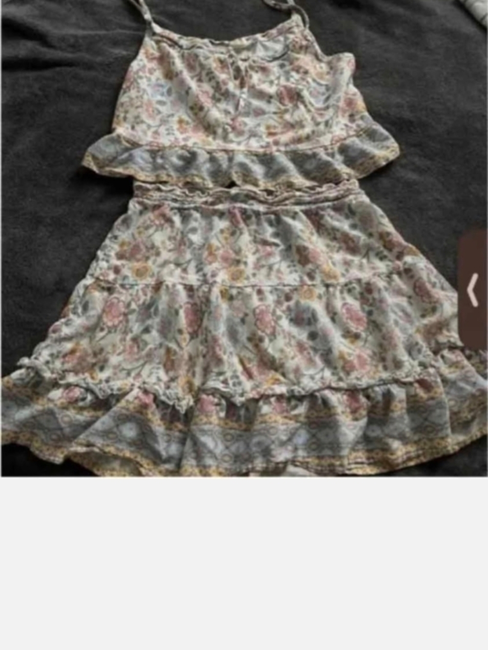 Women's Floral Ruffle Two-Piece Tank And Skirt Set - Pink & Cream